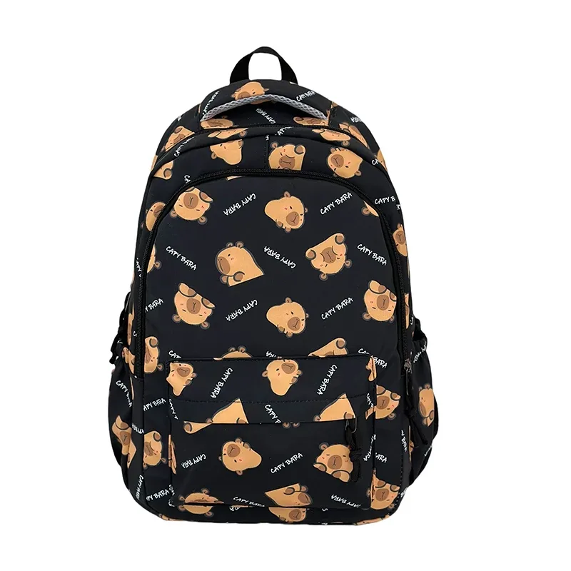 sac à dos capybara pour adolescents, grande capacité, élégant, multi-poches, kawaii, pour les trajets quotidiens, sac à dos simple