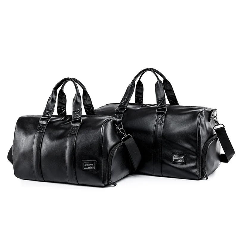 sac de voyage de grande capacité, sac à main de voyage en pu pour hommes, bagages à main, sacs de sport doux et décontractés noirs, grands sacs de week-end, fourre-tout de voyage