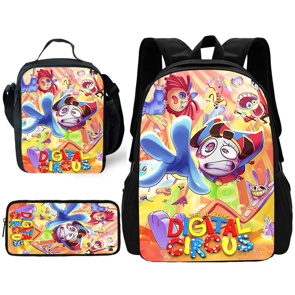sac à dos d'école pour enfants cartoon a-amazings digitals circus avec sacs à déjeuner, sacs à crayons, sacs d'école pour garçons et filles, meilleur cadeau