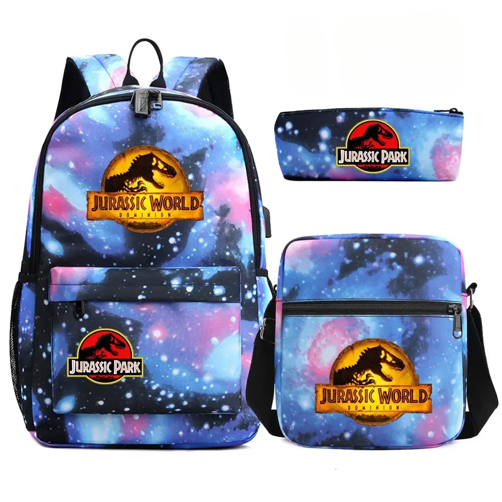 sac à dos de voyage avec serrure antivol usb pour garçon et fille, cartable pour livre d'école pour enfants, sac à stylo, 3 pièces