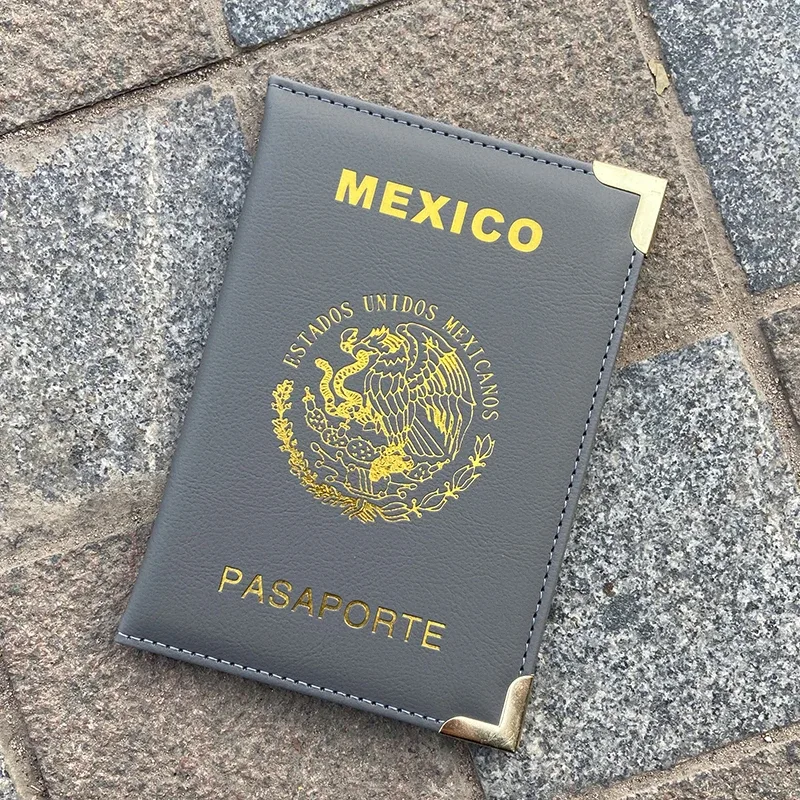couverture de passeport du mexique bords et coins métalliques porte-passeport portefeuille de voyage couvertures de mode pour femmes pour passeports