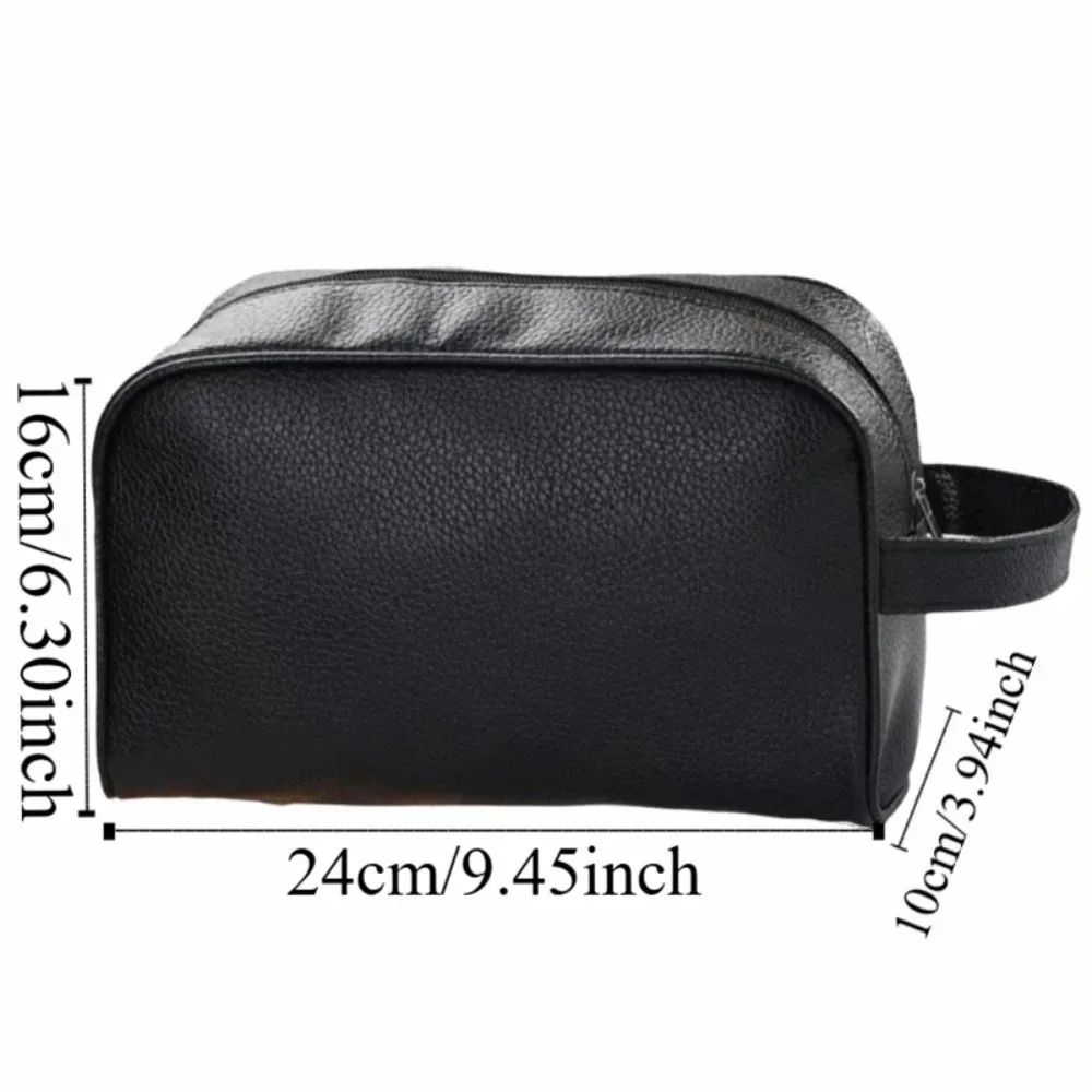 nouvelle trousse de toilette en cuir grande capacité avec fermeture éclair, sac de voyage portable, trousse de maquillage lavable en pu, rangement cosmétique