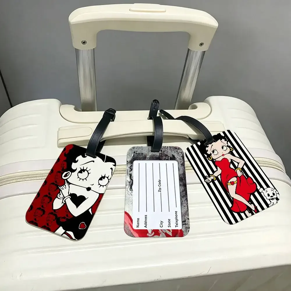 étiquette de bagage anti-perte anime b-bettys sexy boop, porte-carte d'identité en pvc, étiquette de nom pour bagages pour voyage en plein air