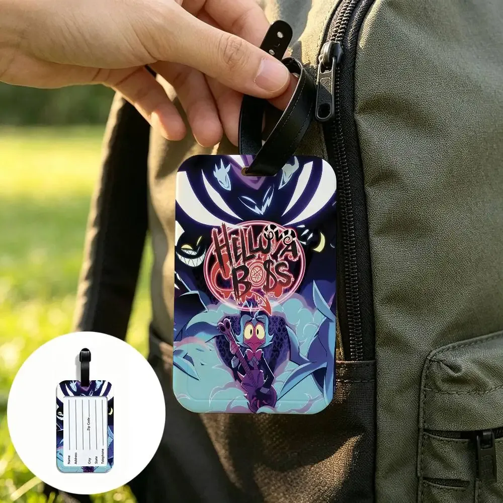 h-hazbin-hotel demonic-edgy – étui pour cartes d'information imperméable en pvc, étiquette de bagage, identificateur anti-perte pour valise et sac à main