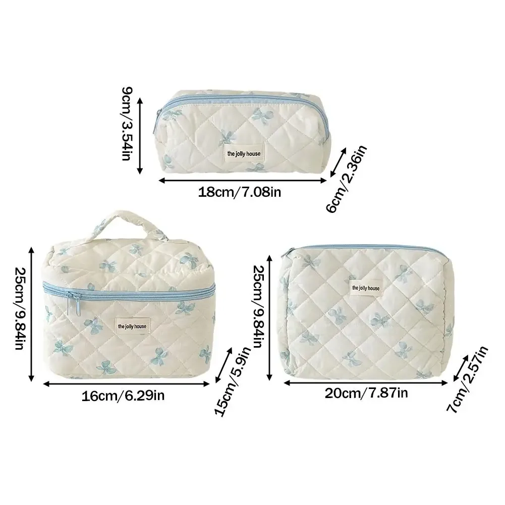 sac de maquillage imprimé nœud coréen pour femmes, trousse à cosmétiques portable de grande capacité pour voyage, sac de rangement pour articles de toilette et cosmétiques