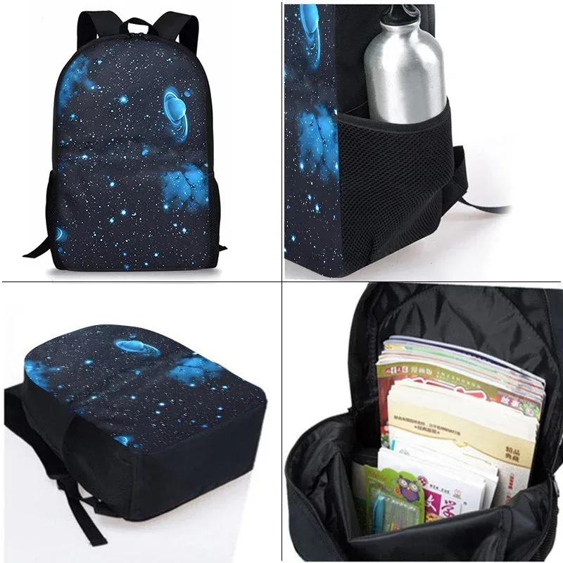 sac à dos scolaire 2d plat à motif de dessin animé pour enfants, ensemble de trois pièces « ciel étoilé cosmique », le cadeau idéal pour garçons et filles