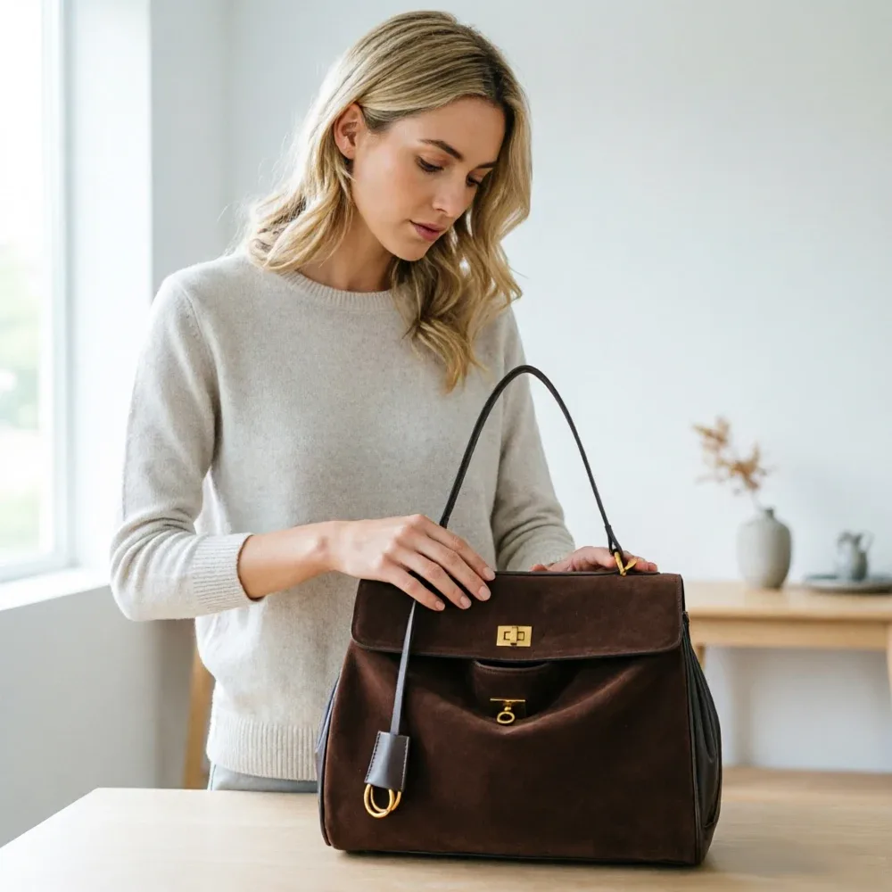 sac à bandoulière en cuir microfibre grande capacité pour femme, sac fourre-tout tendance pour les trajets quotidiens, sac de voyage, mallette d'affaires, couleur café
