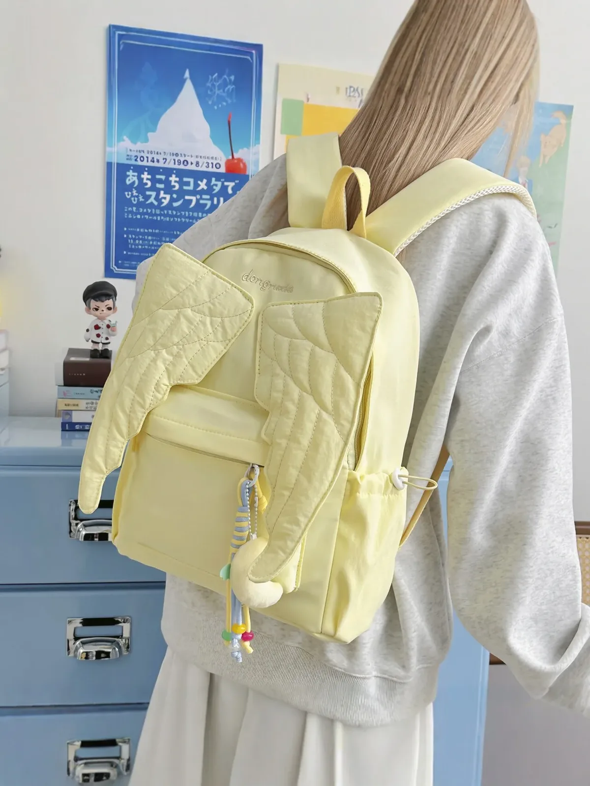 sac à dos pour femmes avec ailes d'ange, sac à dos en toile polyvalent pour filles, sac de voyage d'extérieur de grande capacité