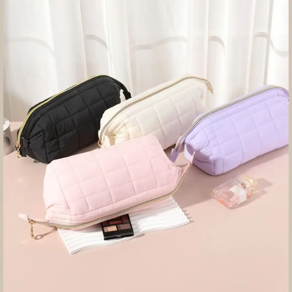 trousse à cosmétiques de voyage grande capacité pour femme, trousse de maquillage large ouverte, trousse de maquillage rembourrée, trousse de toilette solide, document gonflé