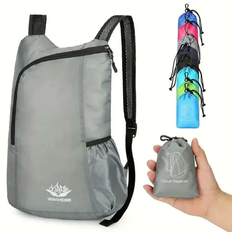 sac dos oxford université gris clair accents noirs motif montagne poche ouvrante pliable extensible capacité inférieure trente litres bandouliere confortable respirante