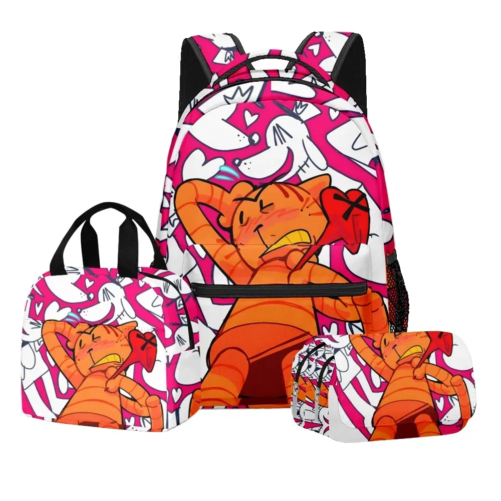 luxe populaire nouveauté dessin animé chien homme 3d imprimé 3 pièces/ensemble étudiant sacs d'école voyage cahier sac à dos sac à déjeuner porte-crayon