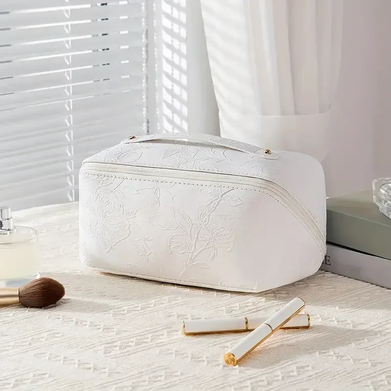 vintage fleur femmes fourre-tout sac cosmétique mode portable oreiller maquillage orgainzer pochette sac de toilette grande capacité voyage sac à fermeture éclair