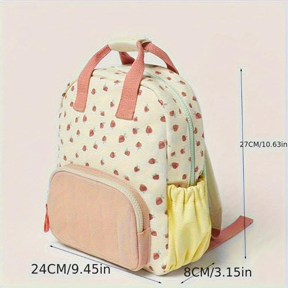 sac à dos scolaire personnalisé avec broderie de nom, motif fraise, pour filles, sac d'école maternelle, sac à main, sacs de voyage quotidiens pour adolescents, filles, garçons et enfants