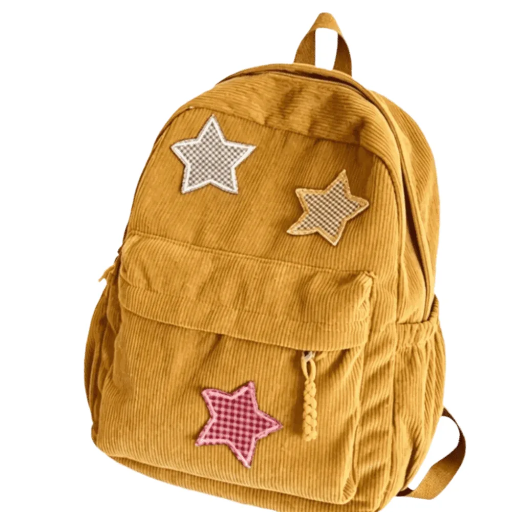 sac à dos portable en velours côtelé, tissu doux, grande capacité, sac à dos scolaire léger, sac de voyage à fermeture éclair.