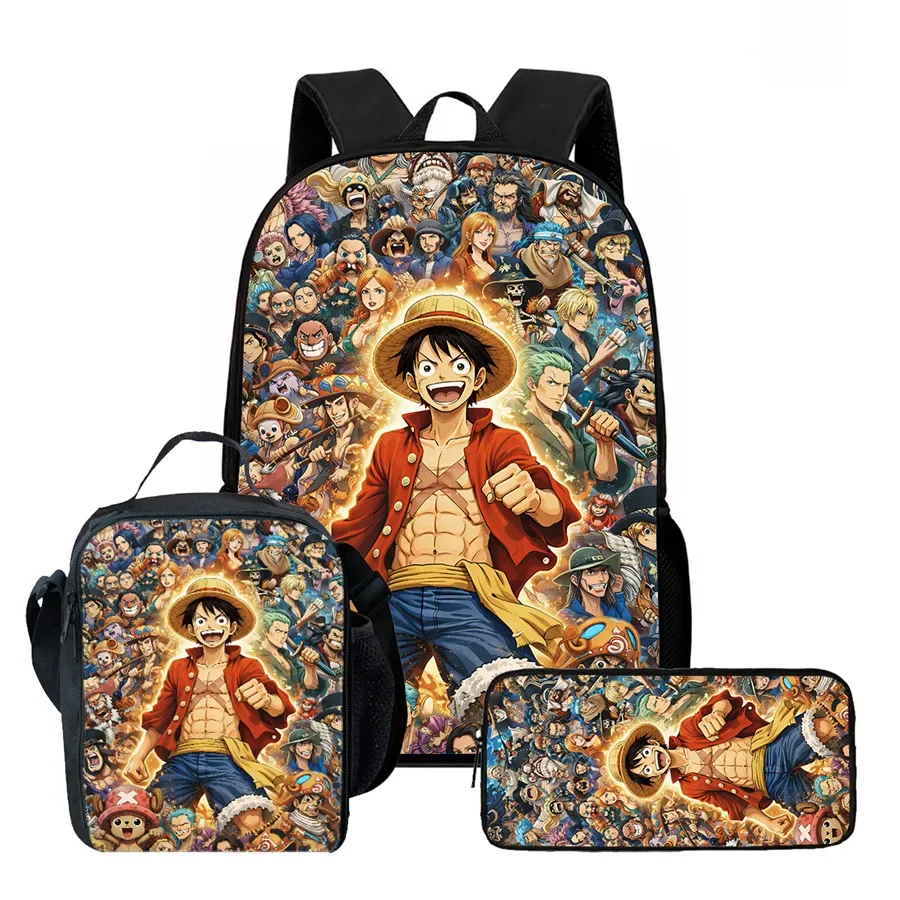 sac dos polyester dessin animé noir motifs personnages animés format 20 35 litres poche ouvrante sangles ajustables usage scolaire voyage