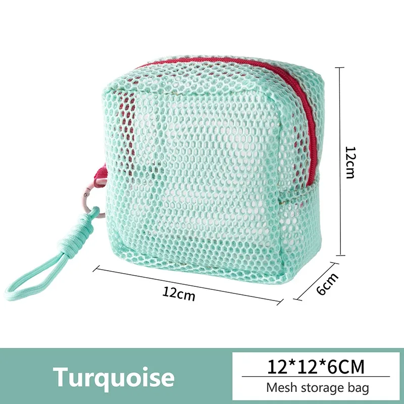 trousse de maquillage portable en maille couleur dopamine, sac de rangement pour cosmétiques, pochette de toilette en maille pour femmes, organisateur de rangement pour articles divers