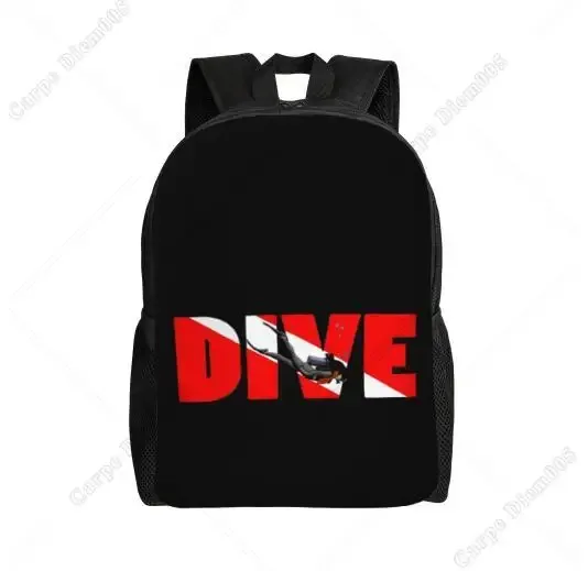 sac à dos à motif de plongée sous-marine, sacs d'école, sacs de voyage pour ordinateur portable de 15 pouces, unisexe en polyester pour le travail de randonnée en plein air