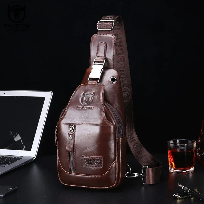 bullcaptain mode hommes sacs à bandoulière en cuir sac de poitrine hommes décontracté affaires sac à bandoulière sacs de voyage à courte distance