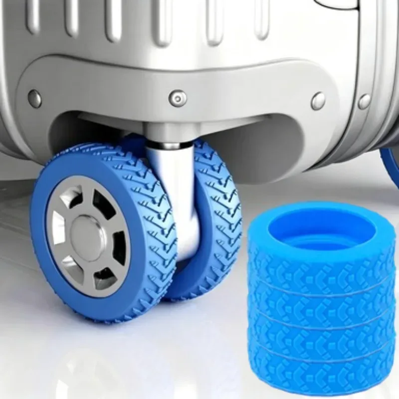 housses de roues de bagages en silicone épaissi, antidérapantes, silencieuses et anti-bruit pour valises et roues de chaises