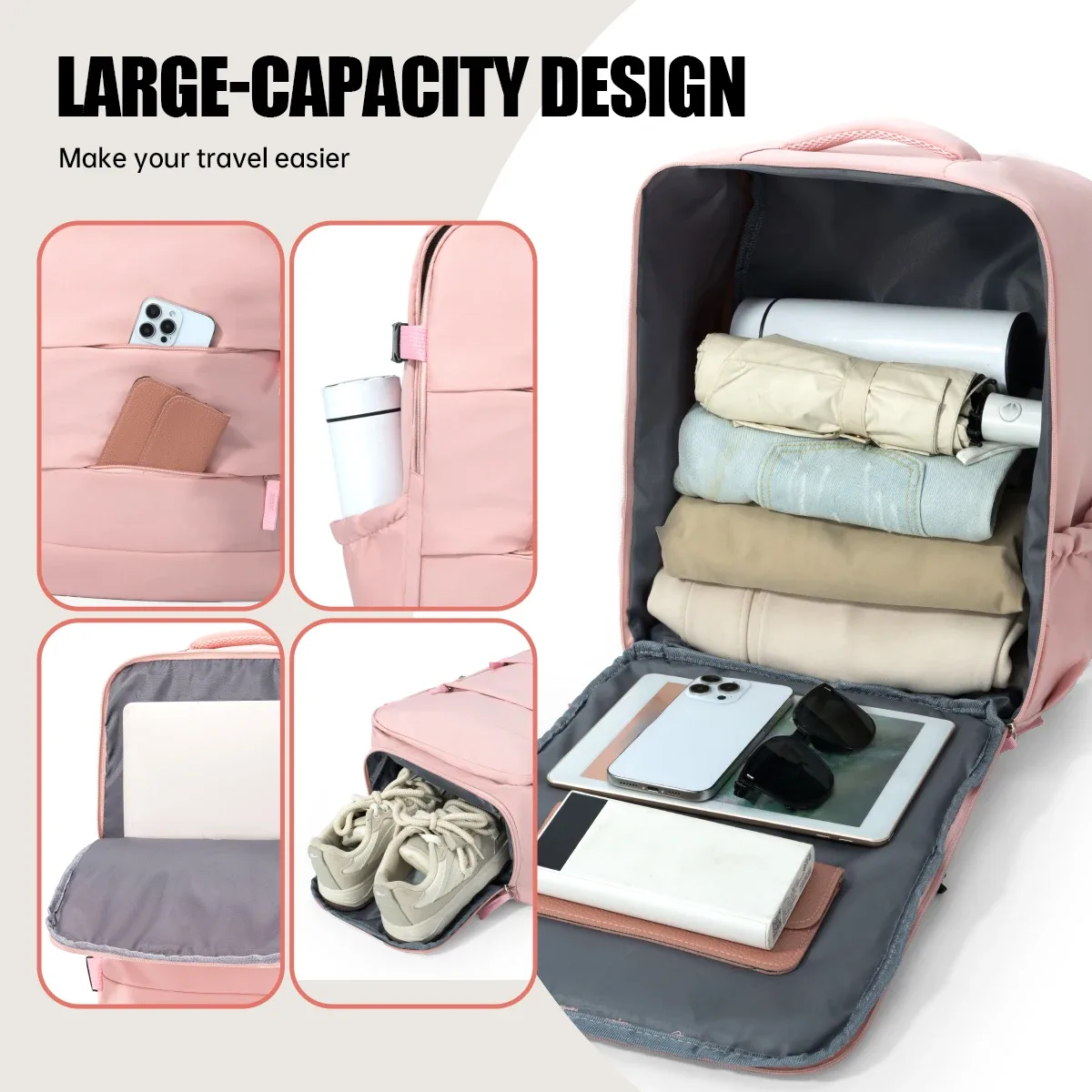 sac à dos de voyage transfrontalier pour hommes et femmes, sac de voyage à grande capacité avec compartiment à chaussures, sac d'affaires pour ordinateur, sac d'école pour étudiants, sac de transport quotidien.