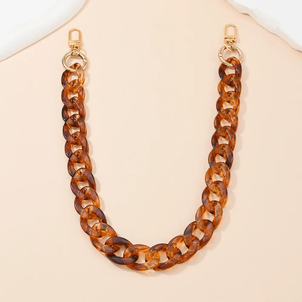 chaîne acrylique légère maillons ovale dorés segments transparents collier bracelet accessoire sac bandoulière remplacement confort voyage