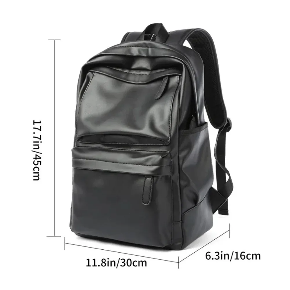 sac à dos pour homme en cuir pu, sac de voyage imperméable à la mode, sac à dos décontracté pour ordinateur portable 14 pouces