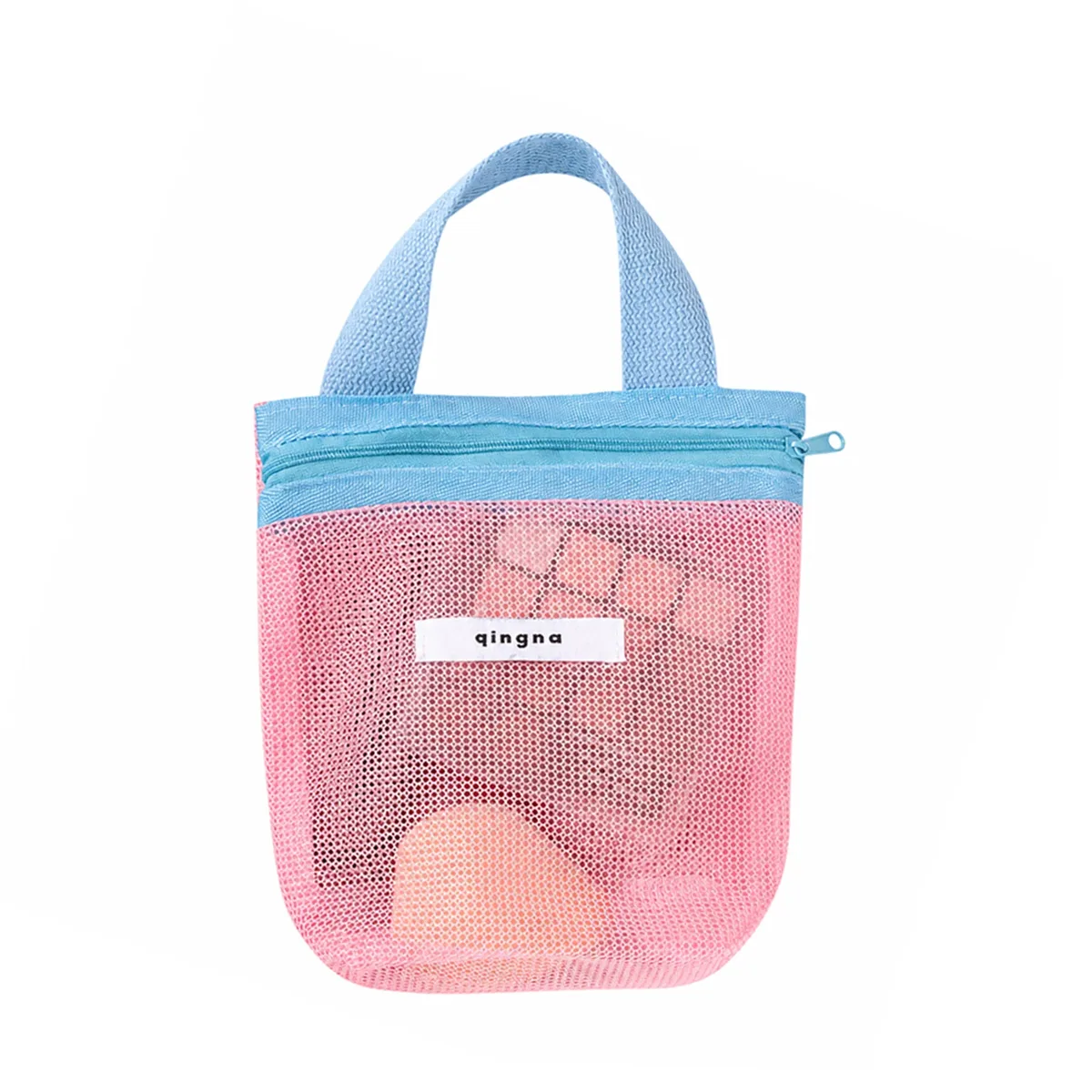 pochette de plage portable en maille transparente avec poignée, sac de voyage pour crème solaire, clés, câbles, organiseur de toilette