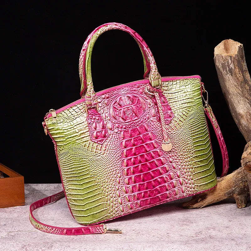 sac à bandoulière en cuir gaufré croco grande capacité, sac à main de luxe ombré pour femme, sac de voyage, cadeau
