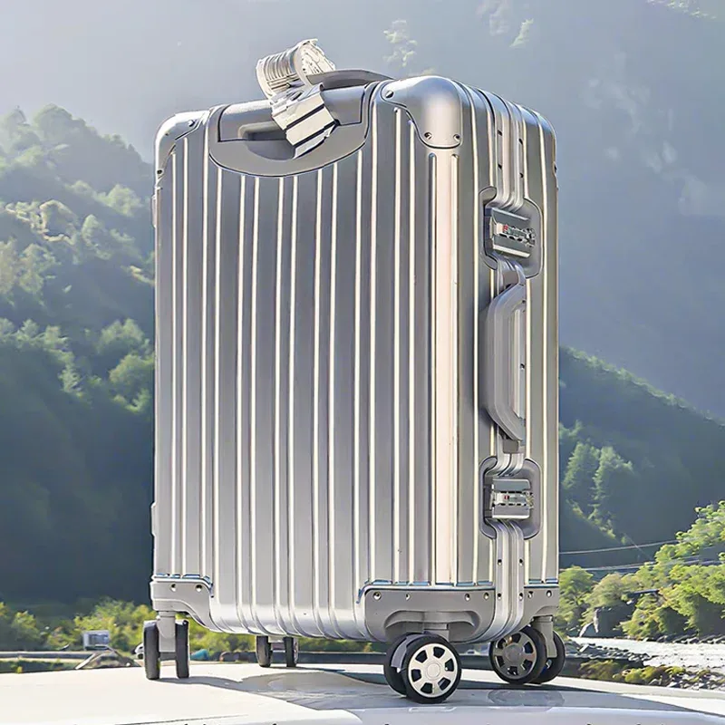valise aluminium silencieuses toupies poignée confortable 360 degres roues cadre renforce traction alliage élégante voyage grande taille