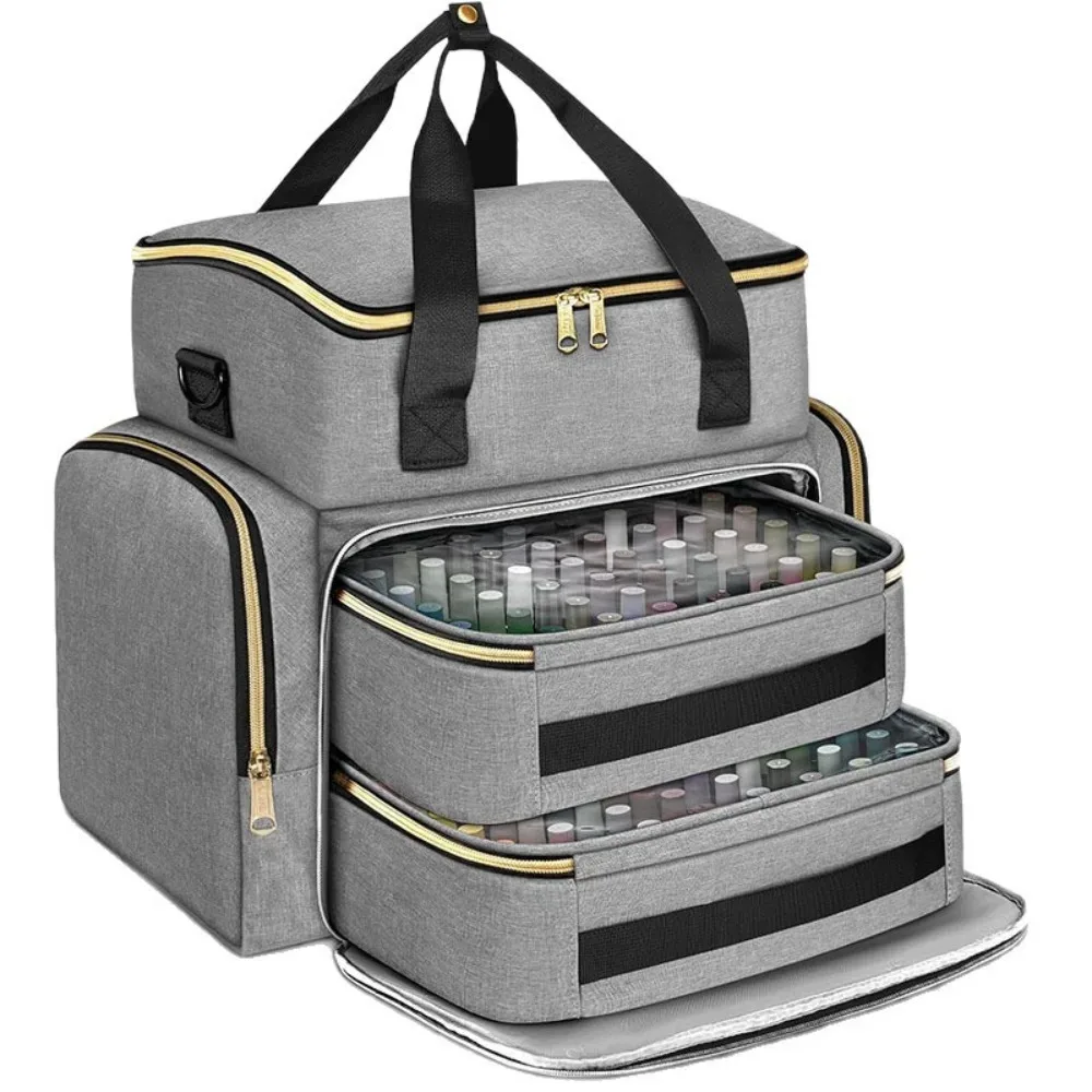 sac de rangement pour vernis à ongles grande capacité avec bandoulière, 96 compartiments, trousse de soin des ongles, sac de maquillage portable