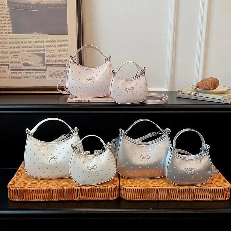 mini sac à rouge à lèvres nœud papillon, nouvelle collection printemps, style coréen, sac à main à pois et perles, sac bandoulière de luxe en cuir pu pour loisirs et voyage