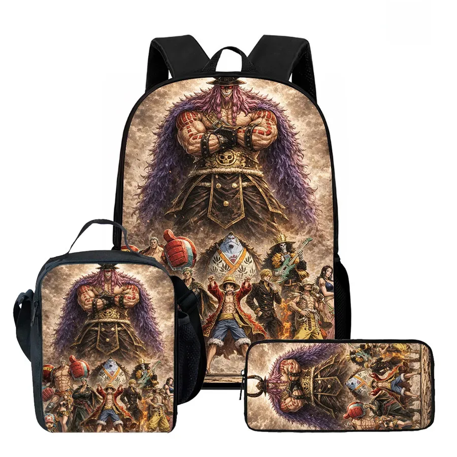 sac dos polyester dessin animé noir motifs personnages animés format 20 35 litres poche ouvrante sangles ajustables usage scolaire voyage