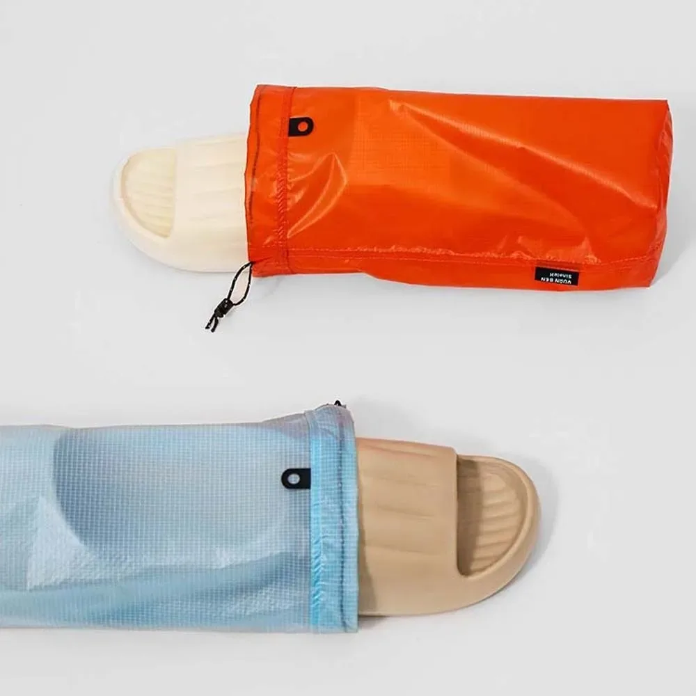sac de rangement pour chaussons en nylon enduit de silicone, couleur unie, anti-poussière, avec cordon de serrage, pochette pour chaussures, taille m/l