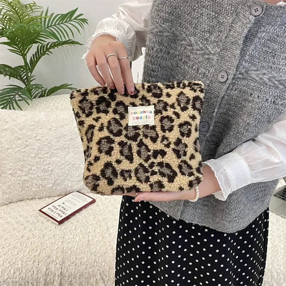 pochette rétro rayée pour femmes, sac à cosmétiques, trousse de toilette en peluche, sacs de maquillage, pochette de maquillage, étui de voyage, organisateur de cosmétiques