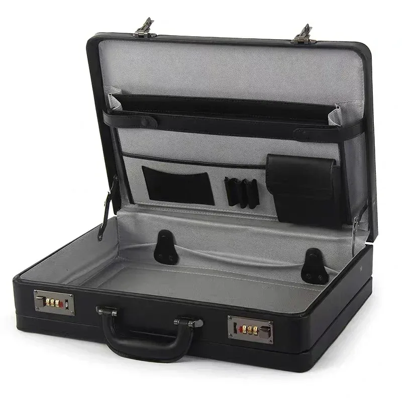 porte documents cuir blanc gris loose 17 pouces poignée loquet valise rectangulaire trousse affaires pods compact cuirs polyester pu