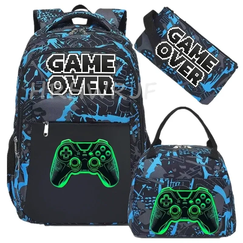 lot de 3 sacs à dos camouflage pour garçons avec sac à déjeuner, grande capacité, pour l'école, les livres et les voyages