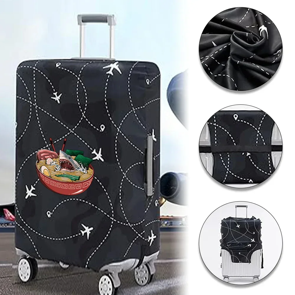 housse valise tissu extensible noire motif ramen bacon dessin animé voyage protection valise taille s m xl