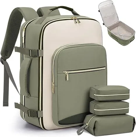 lot de 4 sacs à dos de voyage 40l pour femmes, grand sac à dos cabine pour avions, sac de voyage pour effets personnels, sac de voyage étanche, essentiel de voyage
