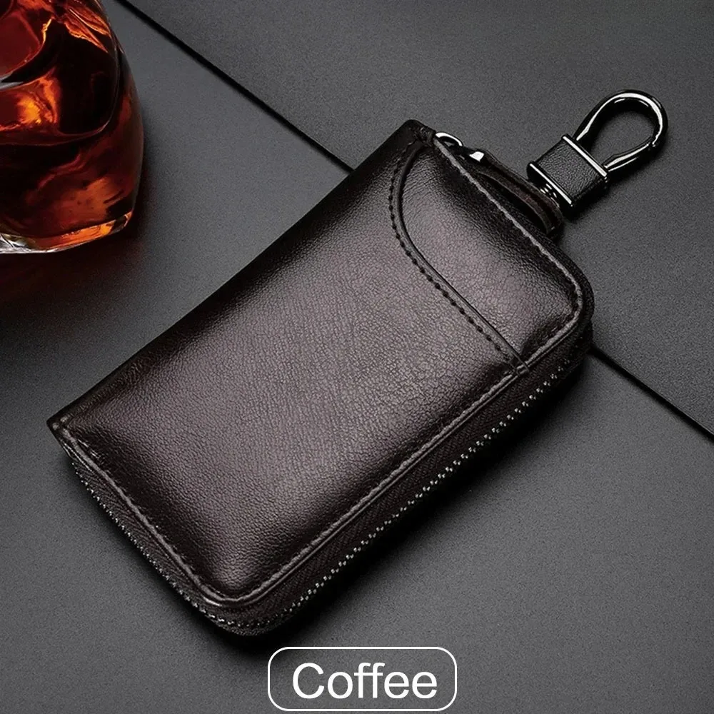 porte-clés en cuir véritable unisexe, sac à clés, organisateur multifonction, porte-monnaie, femme de ménage intelligente, petite étui pour clés de voiture, pochette pour clés