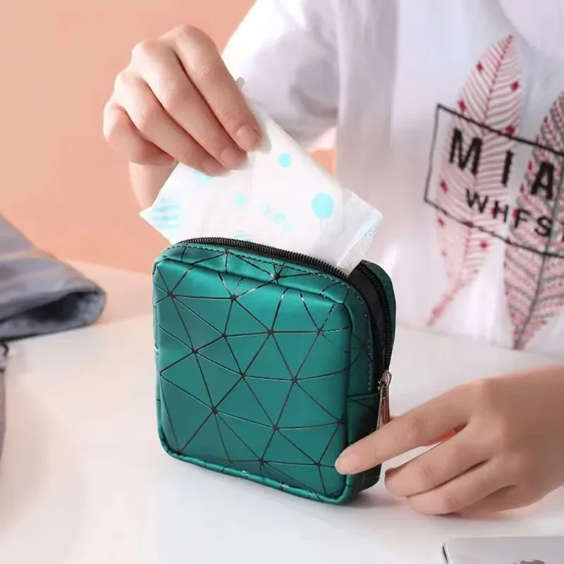 sac de rangement pour serviettes hygiéniques en cuir imperméable, sac de règles féminin avec fermeture éclair pour adolescentes et femmes, petite pochette de maquillage, portefeuille