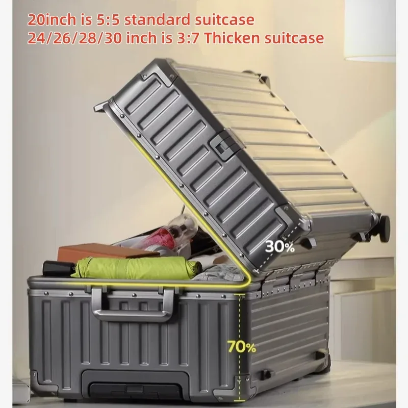 valise à roulettes de grande capacité de 30 pouces, valise rigide en pc pour femmes, valise de voyage pour hommes avec cadre en aluminium, serrure tsa