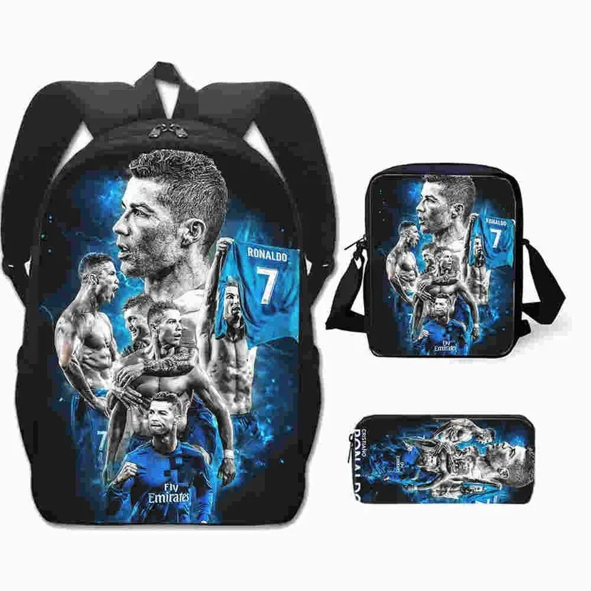 sac à dos d'école r-ronaldos pour enfants, sacs à bandoulière, sac à crayons-cr 7, sac à livres léger et décontracté pour garçons et filles, meilleur cadeau