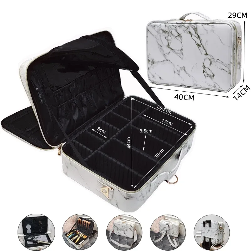 trousse de maquillage en cuir pu de grande capacité, trousse à cosmétiques professionnelle, trousse de maquillage étanche, trousse de beauté, essentiel de la présidence, nouveau