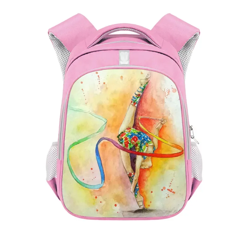 sac à dos imprimé de gymnastique rythmique pour filles, sac d'école de 13 à 16 pouces, sac de rangement de voyage de grande capacité, sac à dos d'athlète de danse
