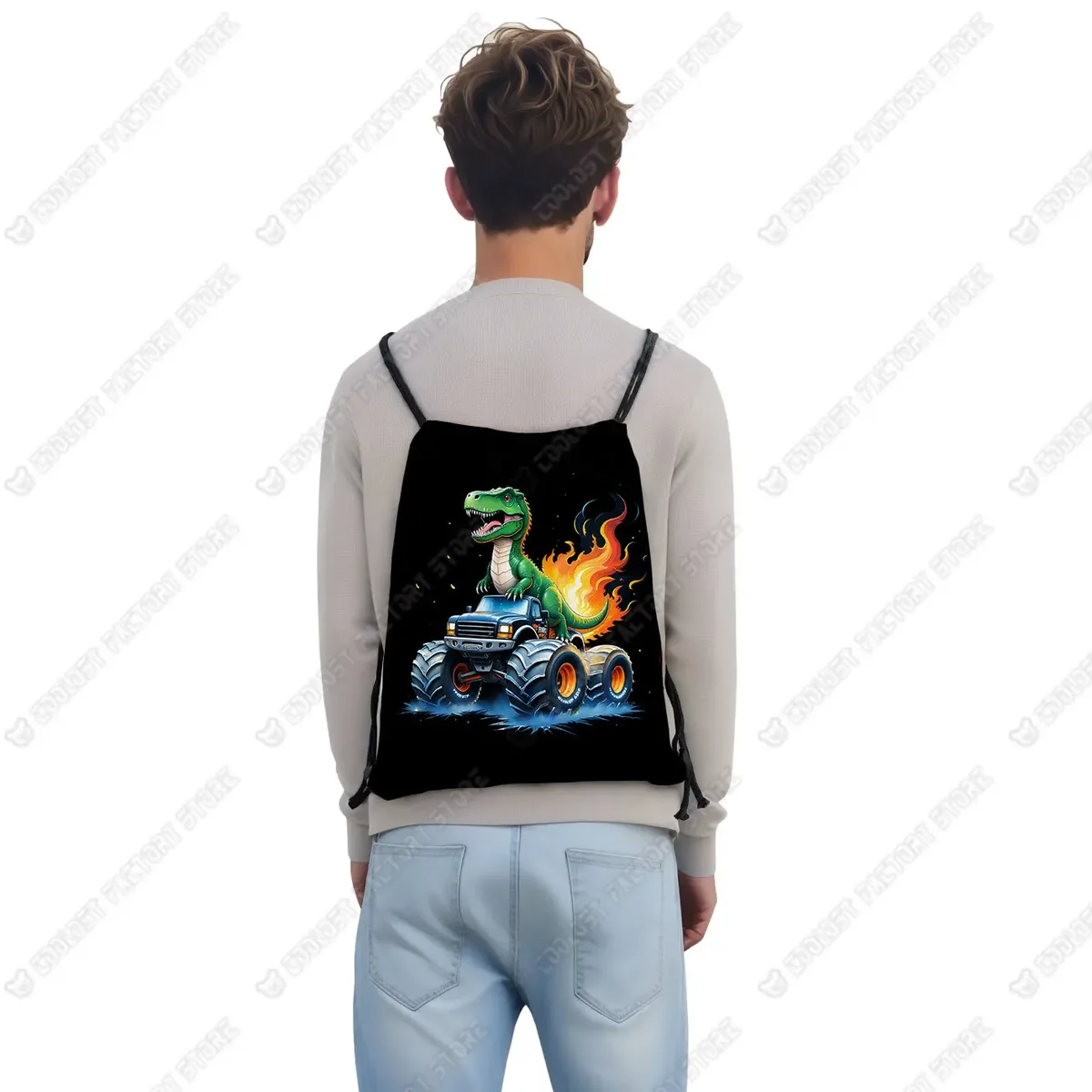sac à dos de sport de dessin animé pour adolescent, sac à livres de jour, porte-chaussures, dinosaure, camion, impression d'ingénierie, proximité, wstring, voyage