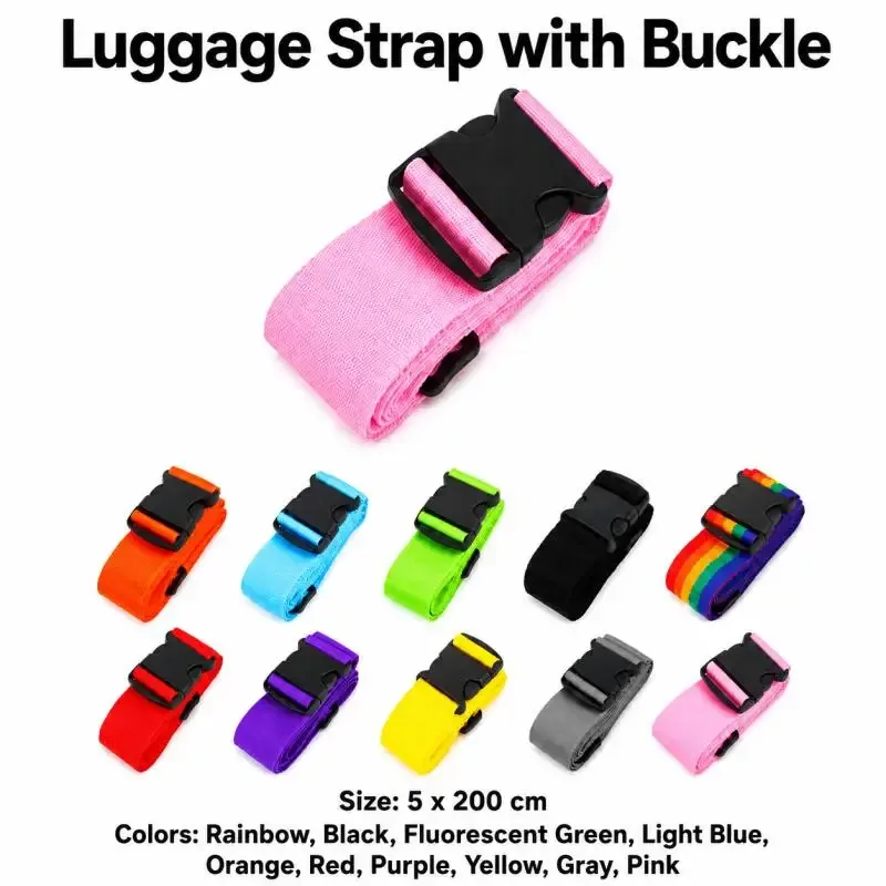 sangle bagage polyester boucle noire pratique arc ciel longue large usage voyage sécurisation valise transport identification bande transverse fixation