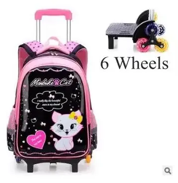 valise sac dos roulettes nylon fleur chat rose filles école voyage transport scolaire jeunesse