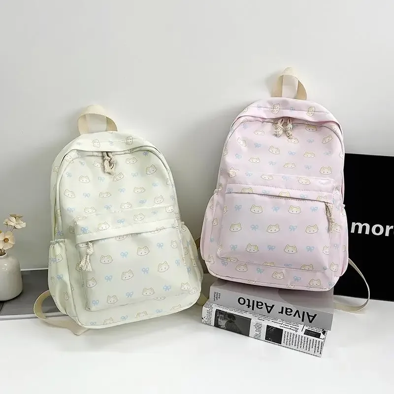 sac à dos imprimé chat de dessin animé mignon, cartable d'étudiant de grande capacité, sac girly délicat et tendance, sacs de voyage portables cadeaux