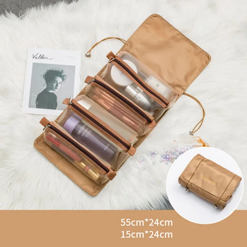 sacs de maquillage détachables 4 pièces en 1, sac à cosmétiques portable pliable de voyage, sac de rangement de toilette séparable, organisateur, pochette de maquillage, nouveau