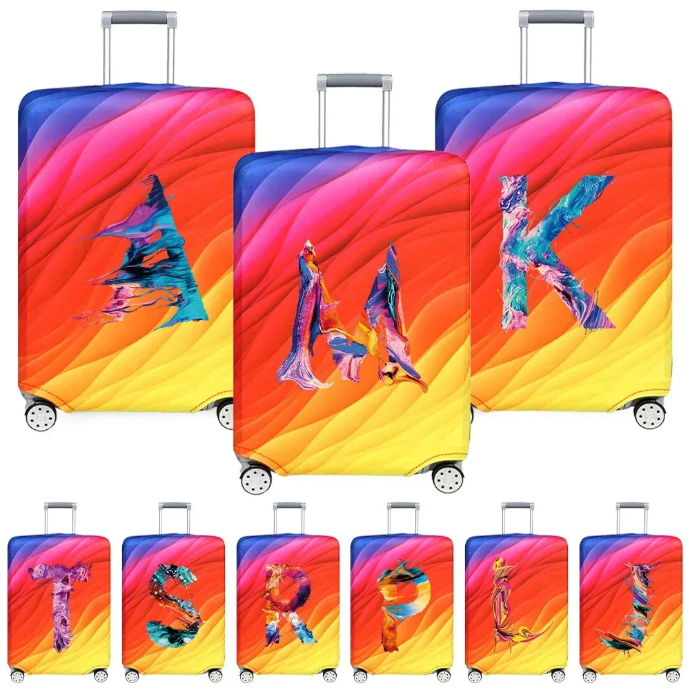 juste de bagage de voyage, housse de protection, motif de lettre de peinture, tissu de commande anti-poussière, étui à bagages, 18-32 po